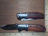 These fantastic knives have a red-colored wood handle with silver metal and silver blade. These knives are spring-assisted. Each knife comes in a box marked with the browning logo. The knife is 4.5" closed and 8" overall with a 3.5" blade. Custom engrave for amazing markups for your laser engraving business! 
